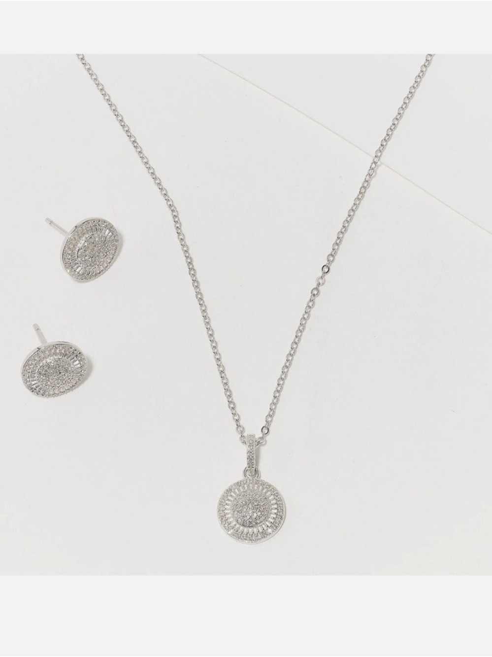 Affinity Diamonds 0.33cttw Stud & Necklace Set Silver New with Box